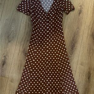Reformation Brown Polka Dot Dress